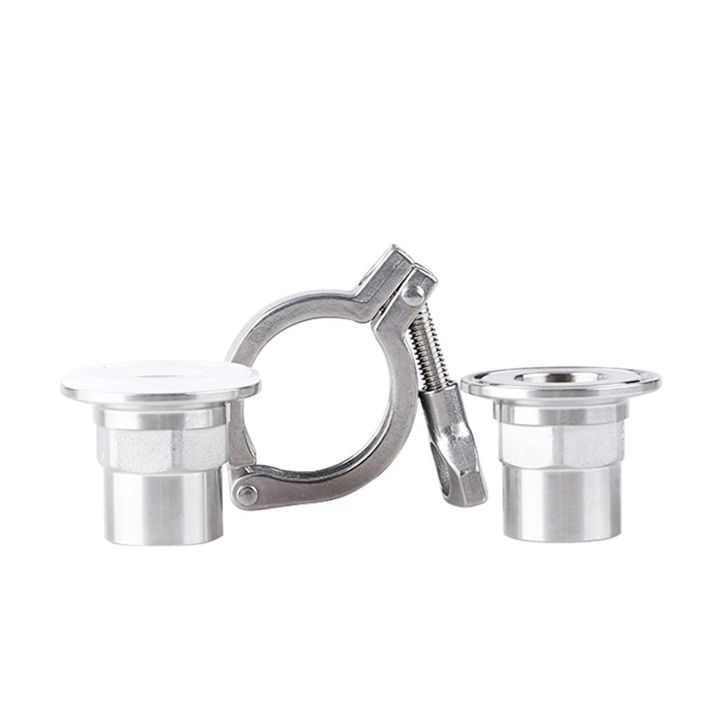 Adaptador de virola de rosca de cubierta de triple abrazadera, fontanería de acero inoxidable 304 con junta de silicona, accesorio de tubería, 1 Uds.(DN50 clamp77.5 FIP)