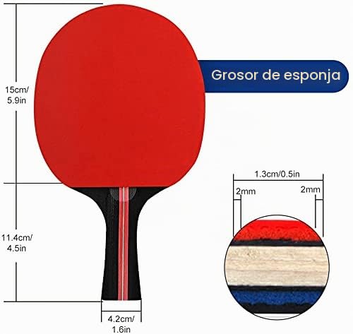 Miniatura 5 de Raquetas De Tenis De Mesa, 2 Raquetas De Ping Pong Profesional, 3 Pelotas De Tenis De Mesa, Color Aleatorio