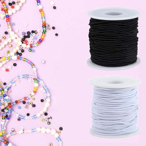 image for HFengQ Stretchy String for Bracelets, 2 Rolls 0.8mm,1 mm,1.2mm,1.5mm,3