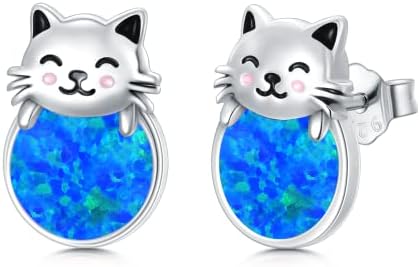 925 Sterling Silver Guinea Pig Otter Dog Axolotl Owl Moonstone Earrings Hoop Earrings Cute Owl Jewelry Christmas for Women Girls