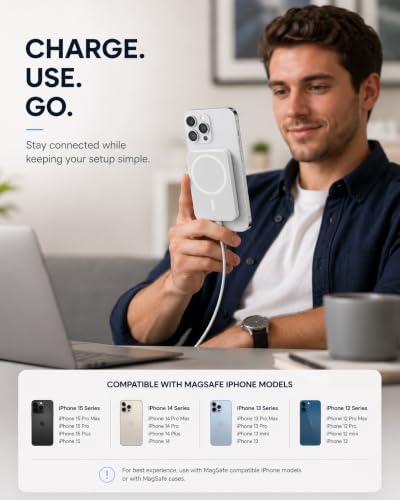 Image of 4BT Magnetic Wireless Charger Compatible with MagSafe, Snap-On Align and Charge