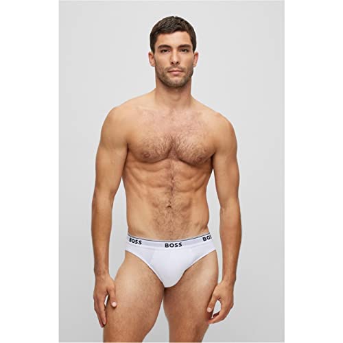 BOSS Herren Brief 3P Power Dreier-Pack Slips aus Stretch-Baumwolle mit Logos am Bund Weiß XS 3