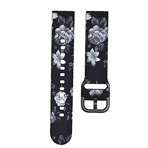 Silikon Uhrenarmband 20mm Gedruckt Muster Ersatz Armband Smart Watch Straps Graue Blume Elektronische Kommunikation Cover