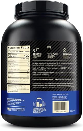 Image of Optimum Nutrition Gold Standard 100% Micellar Casein Protein Powder, Slow Digesting, Helps Keep You Full, Overnight Muscle Recovery, Creamy Vanilla, 4 Pound (Packaging May Vary) (Pack of 4)