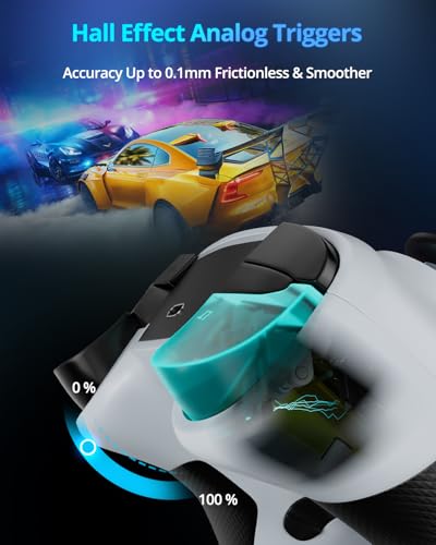 Image of Multi-Platform Wireless Controller, PC Gaming Controller with 2.4G Adpater /Hall Joysticks /Hall Triggers /1200 mAh Battery /4 Programmable Buttons /RGB Lighting, Compatible with PC Windows 7 /8.1 /10 /11, Switch /OLED /Lite, iOS, Android, Steam-White