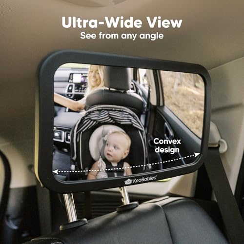 360°Autospiegel Baby Rücksitz - Großer Bruchsicherer Rücksitzspiegel Baby, Sicherheitsspiegel Auto für Babyschale, Kristallklarer Baby Rückspiegel Auto, Spiegel Baby Auto Rücksitz (Matte Black)