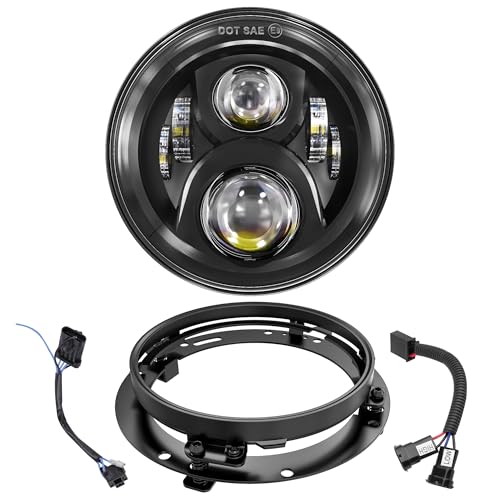 Image of XPCTD 7 Inch LED Light With Mounting Bracket For Touring Street Glide Road King Ultra Classic Electra Glide Fat Boy Tri Cvo Heritage Softail Slim-Black