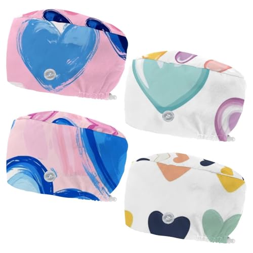 Pink and Blue Heart Background (1) Pattern Decor Safety Head Protection Caps, 4 Pack Ergonomic Lightweight Caps for Industrial Household Use