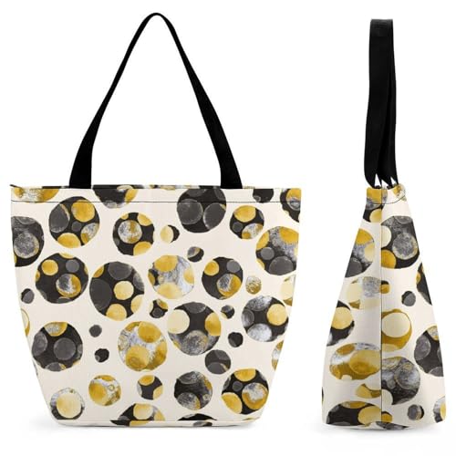 Sac de shopping pour voyage et quotidien grand sac à main femme noir doré