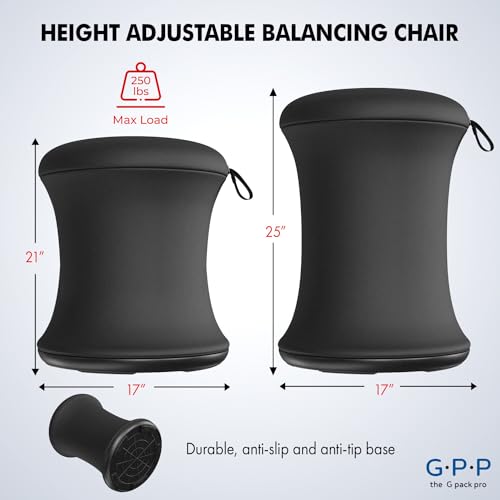 Image of Wobble Stool - Ergonomic Stool for Active Sitting - Balancing Chair with Anti-Slip Base - Height Adjustable 21-25 inch (Black)