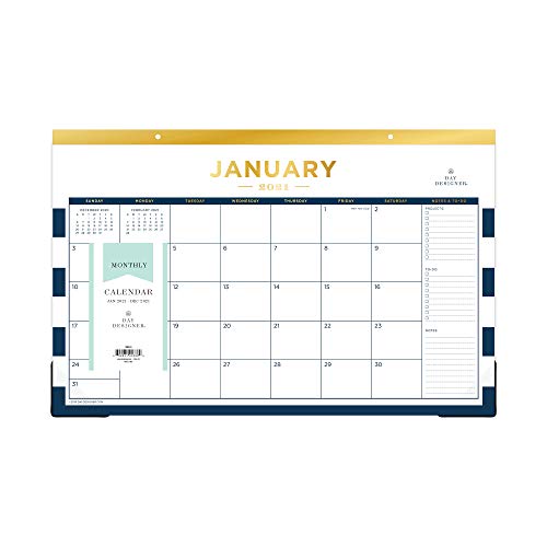 Day Designer for Blue Sky 2021 Monthly Desk Pad Calendar, Trim Tape Binding, Two-Hole Punched, 17