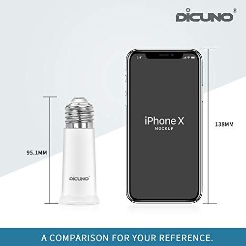Dicuno E26 Socket Extender, E26 To E26 Standard Medium Base, 6.5Cm/2.56 Inch Extension Socket Adapter, Max 200W Light Bulb Extender 2 Pcs #TOP3