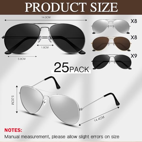 Mepase 25 Pack Classic Pilot Sunglasses for Men Women Polarized Military Driving Sun Glasse Vintage UV Proof Glasses2