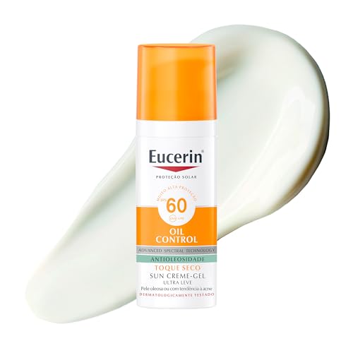 EUCERIN Protetor Solar Facial Oil Control FPS 60 50ml, Antioleosidade, Rosto, Proteção UVA, UVB e Luz Visível