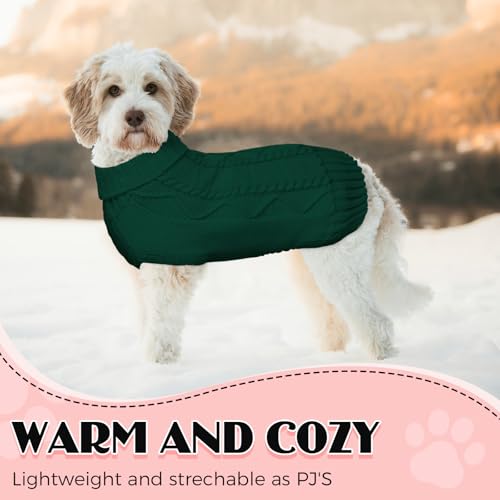 Image of Dog Sweaters for Small Medium Large Dogs Girl, Soft Warm Turtleneck Pup Dogs Shirt, Double Knitting Collar for Outdoor Playing, Warm Dog Clothes（Dark Green, 3X-Large）