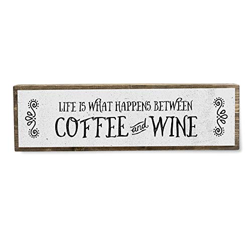 Coffee Wood Signs (Medium - Wood And Metal, Life is What Happens Between Coffee and Wine)