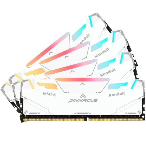 Image of Timetec Pinnacle Konduit RGB DDR4 3200MHz PC4-25600 CL16-18-18-38 XMP2.0 Overclocking 1.35V Compatible for AMD and Intel Desktop Gaming PC Memory Module RAM (RGB White, 64GB KIT(4x16GB))
