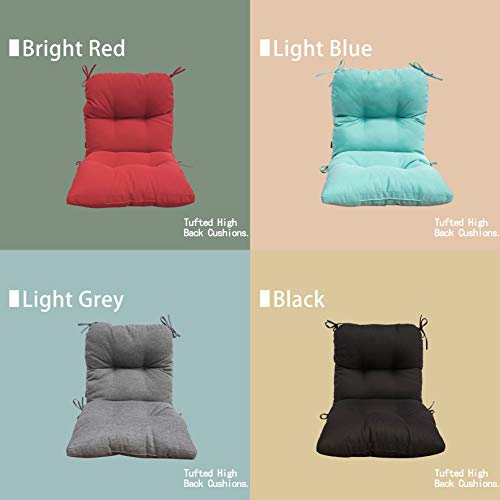 Bossima Outdoor Indoor High Back Chair Tufted Cushions Comfort Replacement Patio Seating Cushions Set Of 2 Light Grey #TOP3