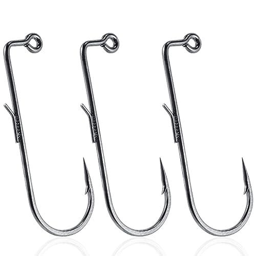 Dr.Fish 30 Pack 90 Degree Jig Hooks with Wire Keeper, Round Bend for Ned Rig, Swimbait, Bass Fishing Jig Mold Making Supplies #3/0