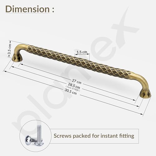 Image of Plantex Cabinet Handle /Kitchen Cabinet Door Handle /Wardrobe /288 mm Cupboard Handle /Door Pull-Push Handle for Home /Office - Pack of 2 (Brass Antique)