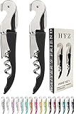 HYZ Heavy Duty Chrome Waiter Corkscrew Wine Opener with Foil Cutter, Professional 2Pack Wine Key for