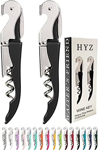 Hyz Heavy Duty Chrome Waiter Corkscrew Wine Opener With Foil Cutter, Professional 2Pack Wine Key For Bartenders And Waiter, Black Bottle Opener For Wine And Beer #TOP5