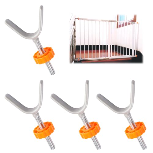 4 Stück Treppenschutzgitter Spindel aus Metall, M10 Y-Förmiger Adapter für Babygitter, Y-Adapter für Treppengeländer Ohne Bohren, Montage am Treppengeländer, Y-Spindel Druckschrauben für Baby, Hund