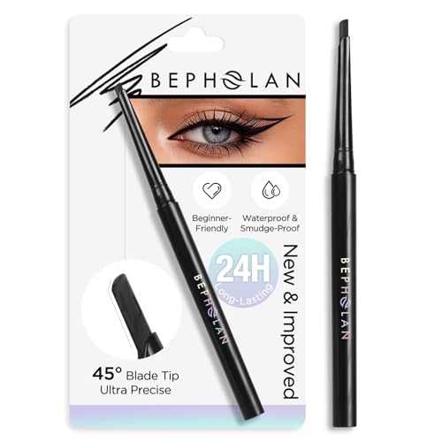 BEPHOLAN Black Gel Eyeliner Pencil, D-Tip Precision Waterproof Eyeliner Pen, Smudge Proof Long...