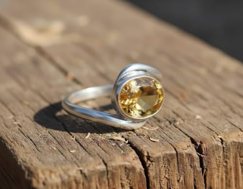Image of 55Carat Choose Your Color Natural Gemstone Silver Statement Rings for Gift Corssover Style Size 5 to 12