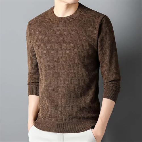 Men's Round Neck Sweater Solid Loose Knitted Long Sleeved Top2