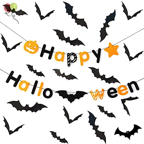 Bat Decor, 96Pcs 3D Bats Halloween Decoration Sticker For Home Indoor Wall Window Decor Art Halloween Party Plastic Scary Bat Stickers For Room Decor #TOP3
