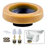 BOEEMI Wax Ring & Brass Bolts for Toilet Bowls Reinforced with Polyethylene Flange, Toilet Bowl Wax Gasket Seal for Floor Outlet Toilets New Install or Re-seat, Fits 3-inch or 4-inch Waste Lines