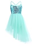 Freebily Maillot Vestido de Ballet Danza Vestido Leotardo Body Ballet Fiesta con Lentejuelas Tutú para Niña Infantil Carnaval Verde 10-12 años