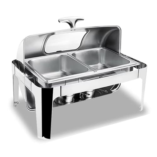 Ensemble de plats à frire en acier inoxydable pour buffet et plateau de service, design à 2 grilles pour fêtes et mariages, comprend des récipients à condiments, 6,5 cm
