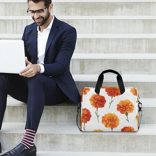Maletín para laptop con patrón de flores naranja miniatura 3