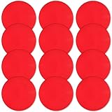 Spot Markers 9 inch 12 Pcs Non-Slip Rubber Agility Markers Flat Field Cones Floor Dots for Football, Soccer, Basketball Training Markers, School Activities, Exercise Drills, Social Distancing Red