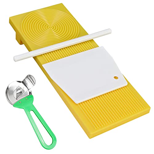 Cabilock 4pcs Gnocchi Board Plastic Garganelli Board Pasta Maker Board Stripper with Rolling Pin Dough Scraper for Baby Food Supplement Making