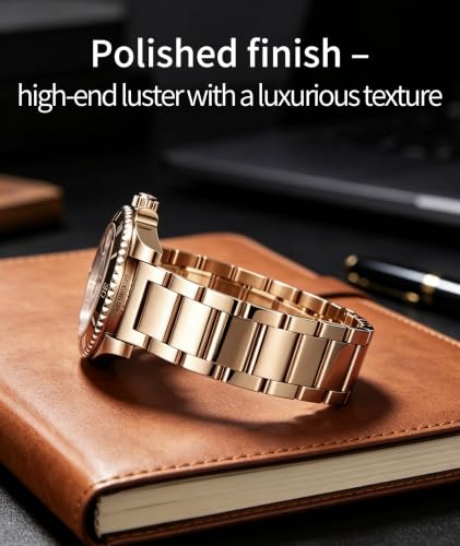 Image of BINLUN Thick Stainless Steel Watch Band Metal Heavy Polished Matte Brushed Finish Watch Strap Replacement for Men Women 16mm /18mm /20mm /21mm /22mm /23mm /24mm /26mm