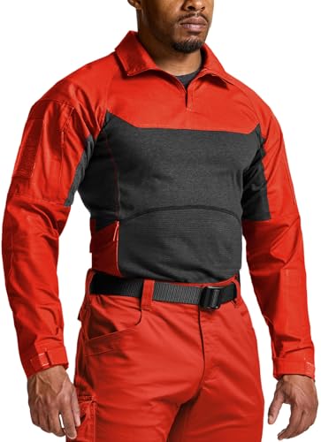 Image of CQR Men's Tactical Combat Shirt, 1 /4 Zip Long Sleeve Breathable Military BDU Training Top for Shooting, Hunting, Range Use