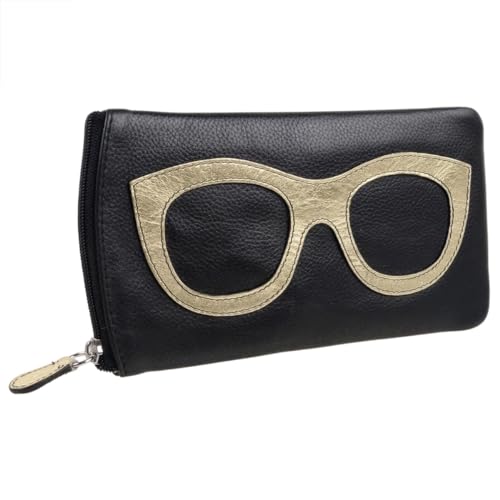 Image of ili New York Smooth Leather Soft Eyeglass Case, Zip Closure with RFID Blocking Lining, Travel-Friendly in Vibrant Colors