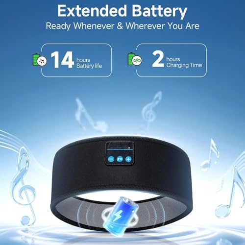 Image of BWOGUE Sleep Headphones Wireless, Bluetooth Sports Headband Headphones with Ultra-Thin HD Stereo Speakers Perfect for Sleeping, Workout, Jogging, Yoga, Air Travel, Meditation (Black)