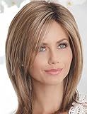 RENERSHOW Ombre Blonde Highlights Bob Short Wigs for White Women Mixed Brown Synthetic Wig Strawberry Blonde Medium Length Wigs Straight Bob