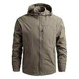 ZUOYIMEI Langarm Jacke Herren Sport Mode Casual Hoodiejacke Jugend Persönlichkeit Trend Punchingjacket Bergsteigen Camping Climbing Outdoorjacke E-Khaki M