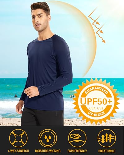 Image of MAGCOMSEN Men's Long Sleeve Shirts UPF 50+ UV Sun Protection Athletic Shirts for Hiking Running Workout Rash Guard