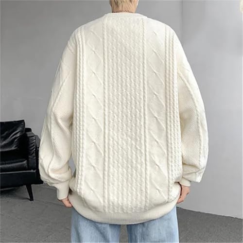 Men Winter Crew Neck Sweater Plus Size Loose Knit Pullovers Solid Color Long Sleeves Knitted Sweater2