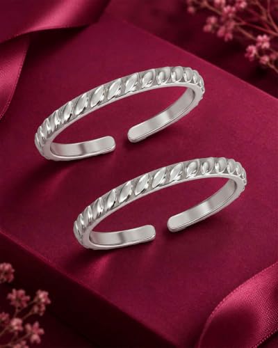 Image of Clara 925 Sterling Silver Size Adjustable Toe Rings Pair Gift for Women
