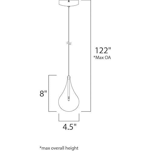 Et2 E23111-18 Larmes Modern Blown Glass Oversized Teardrop Mini Pendant Ceiling Lighting, 1-Light Xenon 20 Watt, 8"H X 5"W, Polished Chrome #TOP6