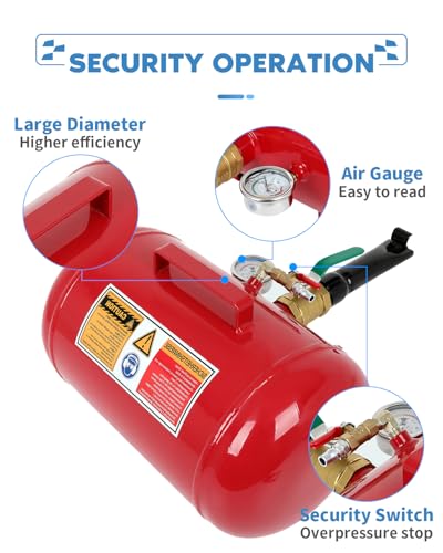 Image of ECCPP 7.5 Gallon Air Tire Bead Seater Blaster Tool, 145PSI Heavy Duty Bead Inflator with Pressure Gauge for Car /Truck /ATV /UTV Tires Red
