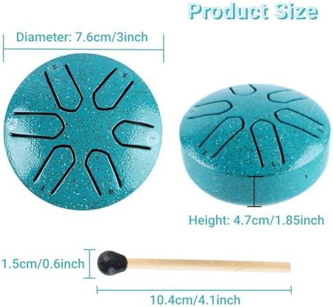 Steel Tongue Drum Mini 6 Notas Verde con Baquetas miniatura 2