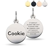Dog Tags for Pets Engraved UK Personalised Dog Tags High End Stainless Steel Custom Deep Laser Engraved Scratch Resistant Dog ID Tag with Any Name for Puppy Cat Dog (Silver Round, S)